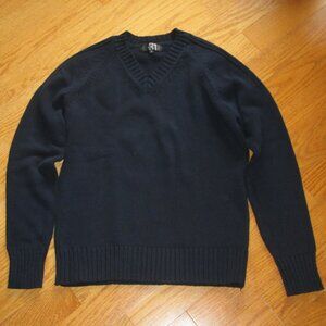 Pre-owned Men's Simons Navy Blue Cotton V-neck Sweater Size Small